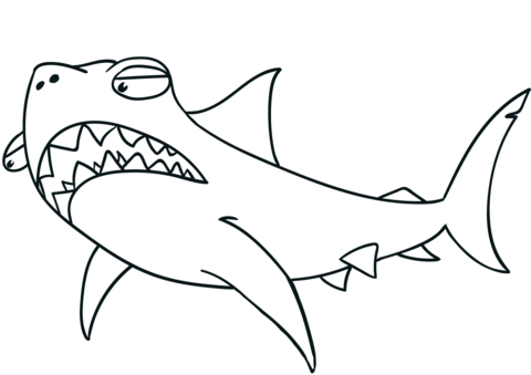 Cartoon Shark Coloring Page